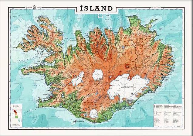 Map of Iceland - 1963