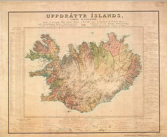 Map of Iceland - 1849
