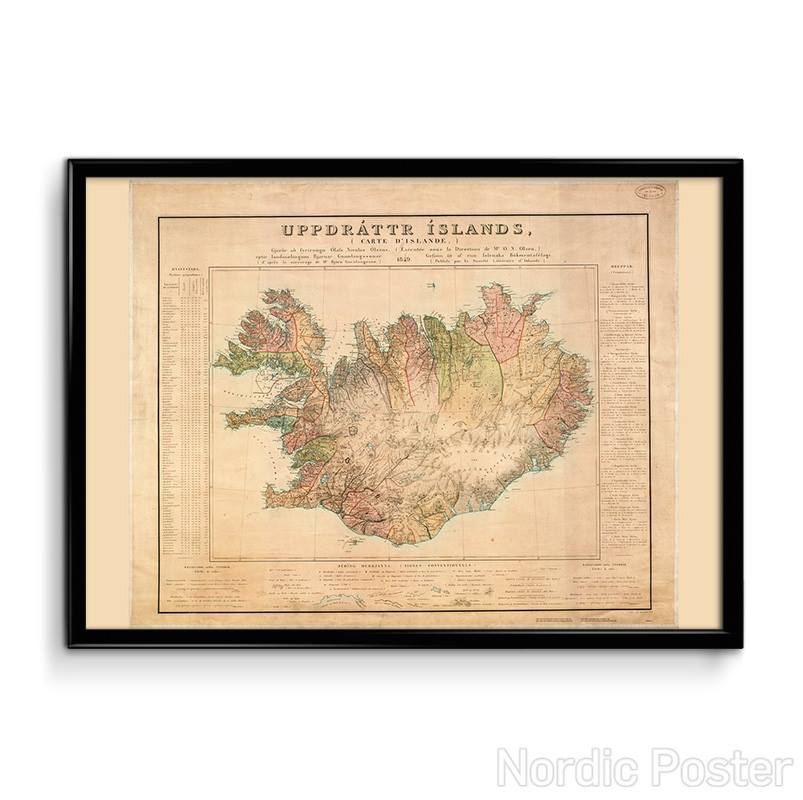 Map of Iceland - 1849