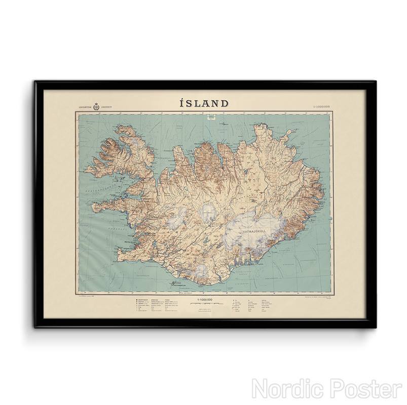 Map of Iceland - 1944